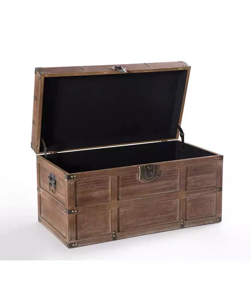 商品Vintiquewise|Wooden Rectangular Lined Rustic Storage Trunk with Latch, Medium,价格¥1808,第5张图片详细描述
