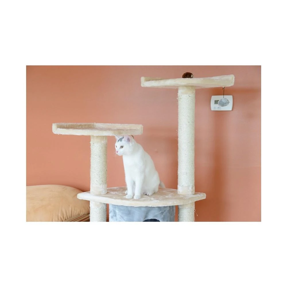商品Macy's|64" Real Wood Cat Tree With Scratch Post, Soft-side Playhouse,价格¥1486,第4张图片详细描述
