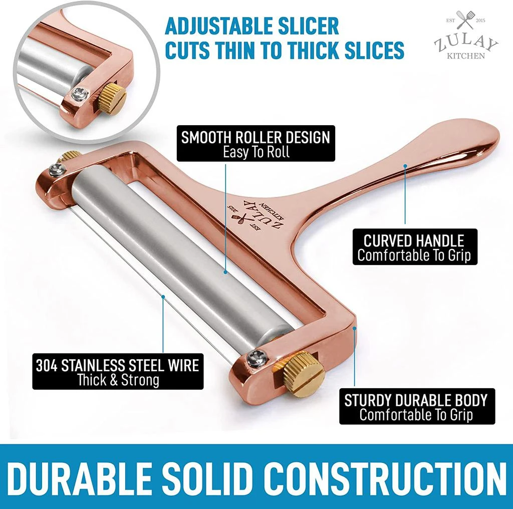 商品Zulay Kitchen|Cheese Slicer With Adjustable Thickness With 2 Extra Wires,价格¥207,第4张图片详细描述