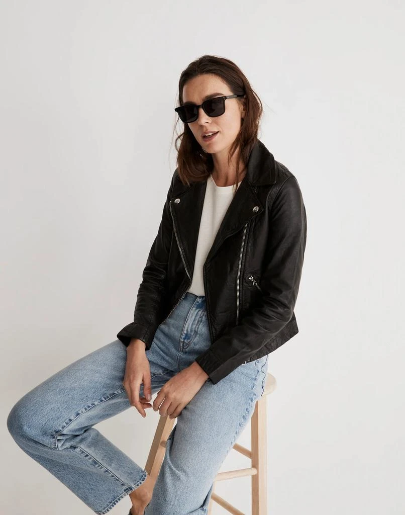 商品Madewell|The Washed Leather Motorcycle Jacket,价格¥3332,第5张图片详细描述