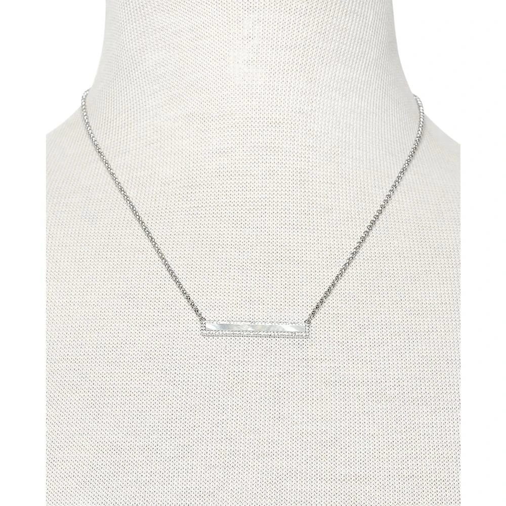 商品Belle de Mer|Mother-of-Pearl & Lab-Created White Sapphire (5/8 ct. t.w.) Bar Pendant Necklace in Sterling Silver, 16" + 2" extender (Also in Onyx),价格¥663,第2张图片详细描述