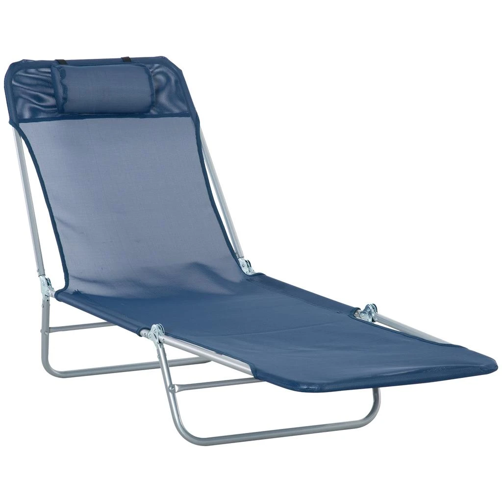 商品Streamdale Furniture|Streamdale Blue Folding Chaise Lounge Chair with 6 Reclining Positions,价格¥947,第1张图片