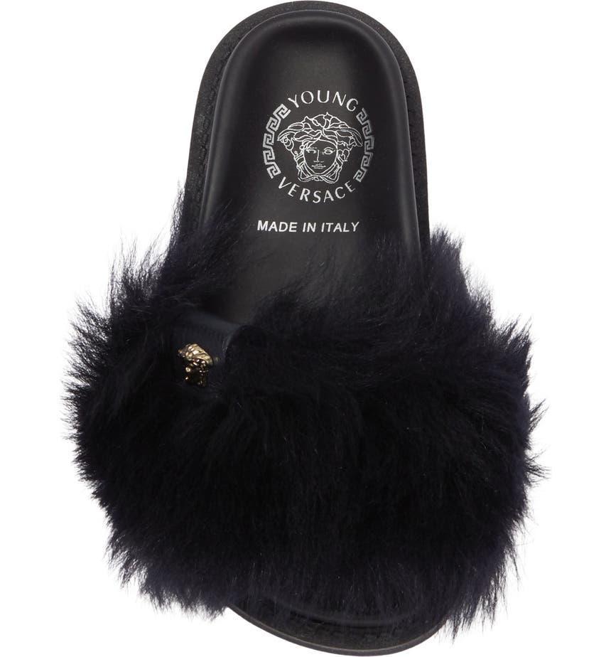 商品Versace|Faux Fur Slide Sandal,价格¥1840,第6张图片详细描述
