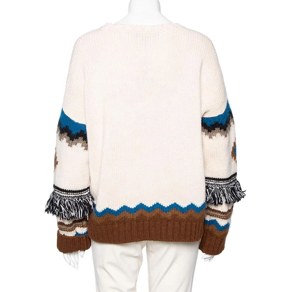 商品[二手商品] Weekend Max Mara|Weekend Max Mara Cream Intarsia Knit Fringe Trimmed Baita Sweater XL,价格¥3130,第3张图片详细描述
