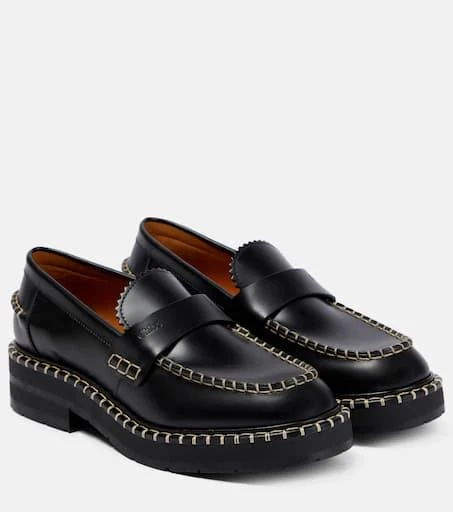 商品Chloé|Noua锁缝皮革乐福鞋,价格¥7357,第1张图片