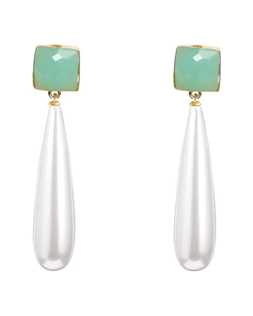 商品Liv Oliver|18K Plated 35.00 ct. tw. Sea Green Chalcedony & 10x30mm Pearl Drop,价格¥955,第1张图片