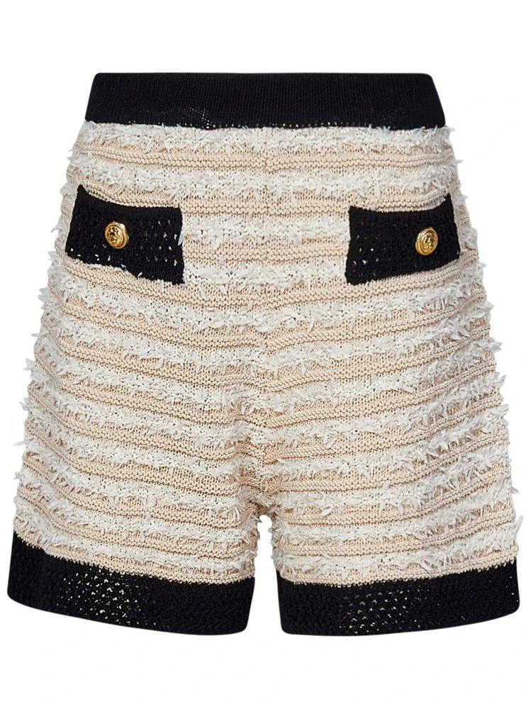 商品Balmain|Balmain Kids Frayed Ribbed Knitted Shorts,价格¥2214,第1张图片