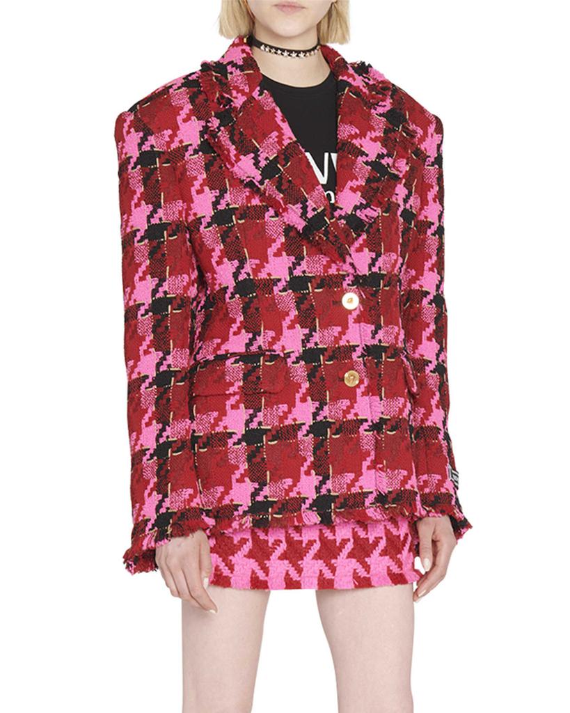 Check Tweed Oversized Blazer Jacket商品第1张图片规格展示
