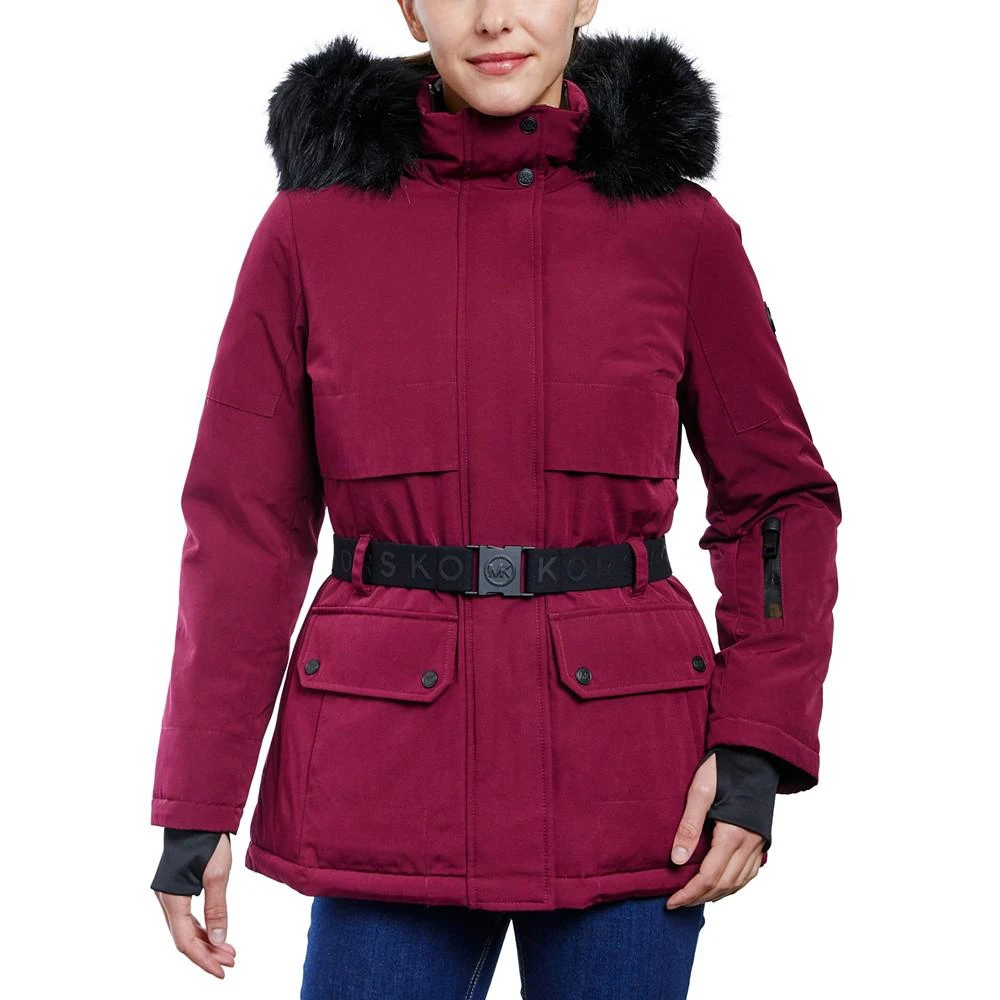 商品Michael Kors|Women's Belted Hooded Faux-Fur-Trim Puffer Coat,价格¥694,第1张图片