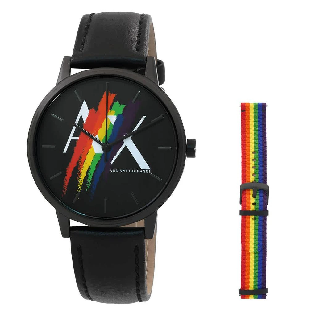 商品Armani Exchange|Cayde Rainbow Quartz Black Dial Men's Watch AX7120,价格¥517,第1张图片