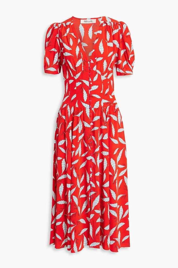 商品Diane von Furstenberg|Cordelia shirred printed crepe midi dress,价格¥1127,第1张图片