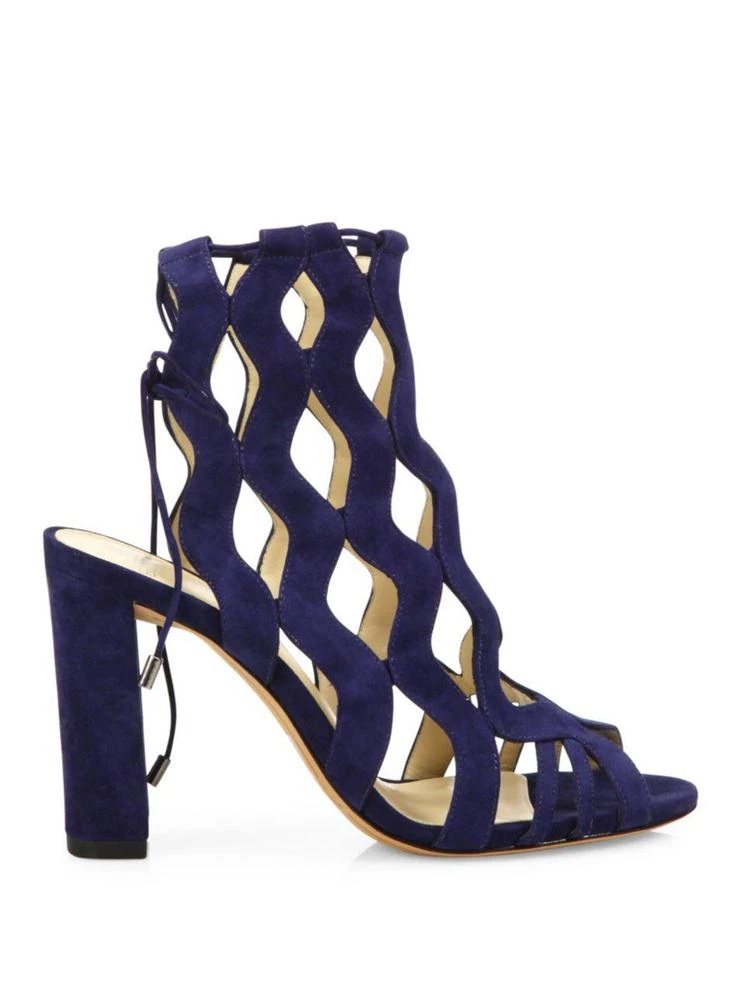 商品Alexandre Birman|Loretta Suede Block Heel Cage Sandals,价格¥2226,第5张图片详细描述