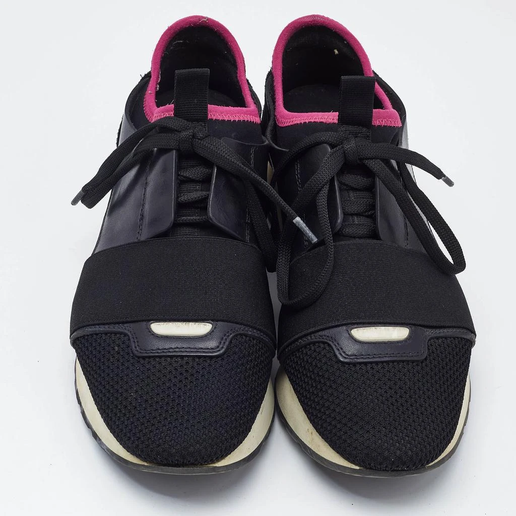商品[二手商品] Balenciaga|Balenciaga Black Fabric and Leather Race Runner Lace Up Sneakers Size 37,价格¥2896,第3张图片详细描述