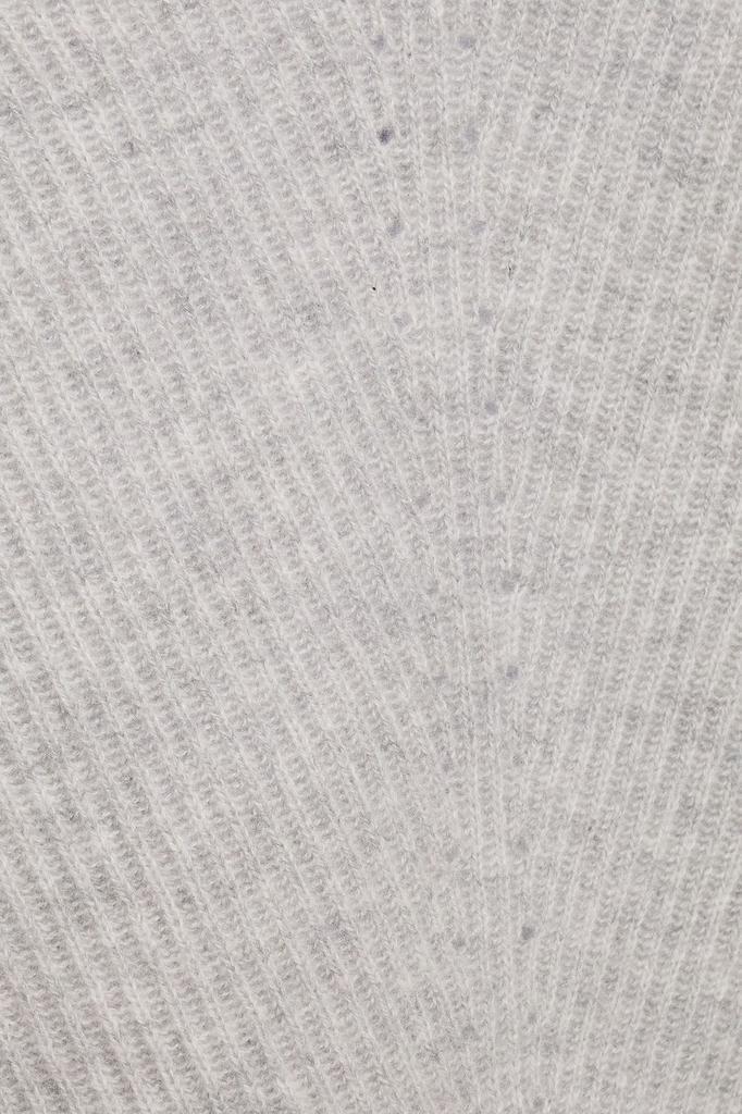 商品N.PEAL|Pointelle-trimmed mélange ribbed cashmere sweater,价格¥865,第6张图片详细描述