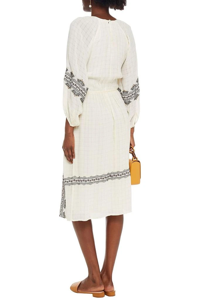 商品VANESSA BRUNO|Nola belted embroidered checked crepe midi dress,价格¥816,第1张图片