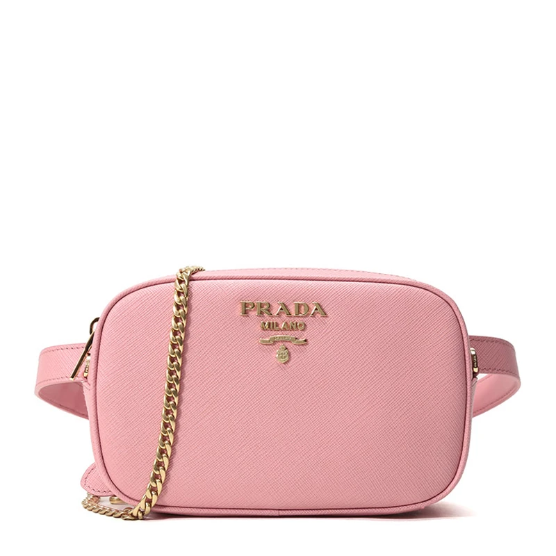 商品[国内直发] Prada|Prada 普拉达 女士花瓣粉皮革腰包单肩斜挎包链条包 1BL007-NZV-F0442,价格¥6873,第1张图片