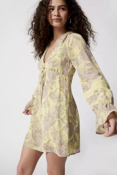 Urban Outfitters | UO Charlene Printed Long Sleeve Mini Dress 75.65元 商品图片