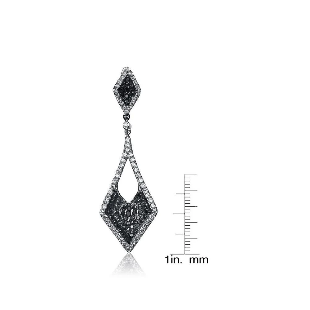 商品Genevive|Sterling Silver Black And White Gold Plated Kite Shape Drop Earrings,价格¥1198,第2张图片详细描述