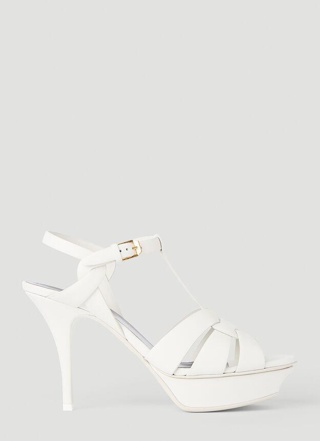 商品Yves Saint Laurent|Tribute Heeled Sandals in White,价格¥6914,第1张图片
