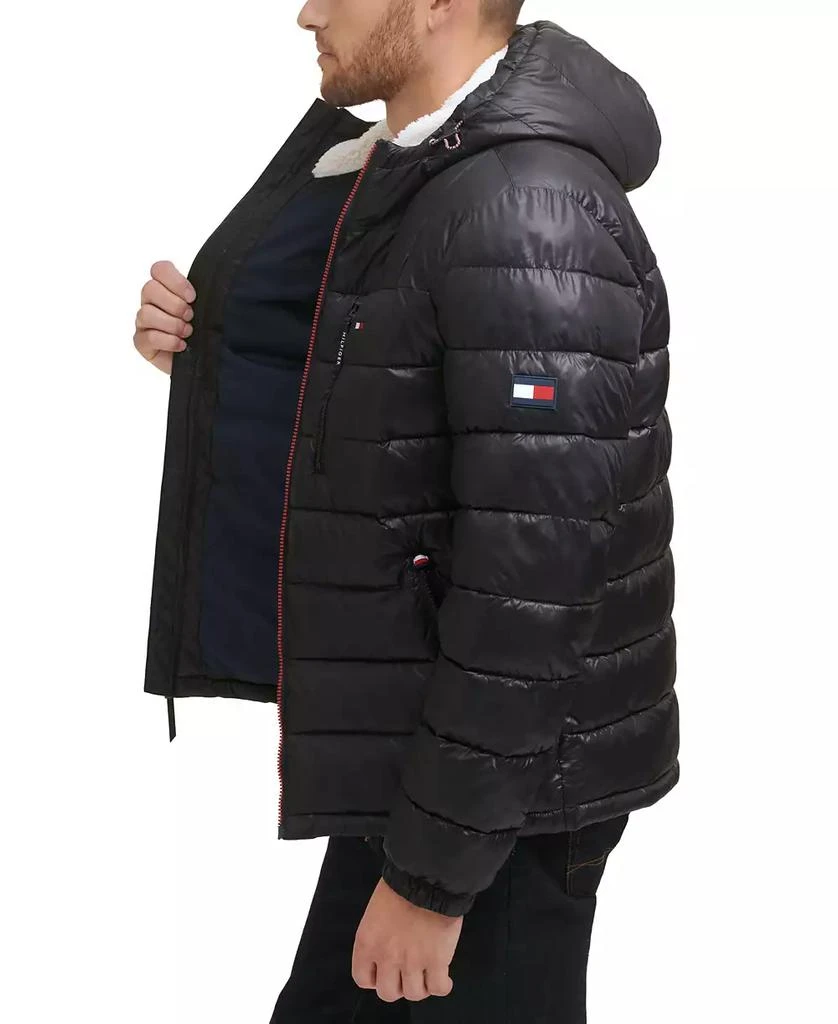 商品Tommy Hilfiger|男士合身中型夏尔巴衬里连帽防水绗缝夹克,价格¥607,第2张图片详细描述