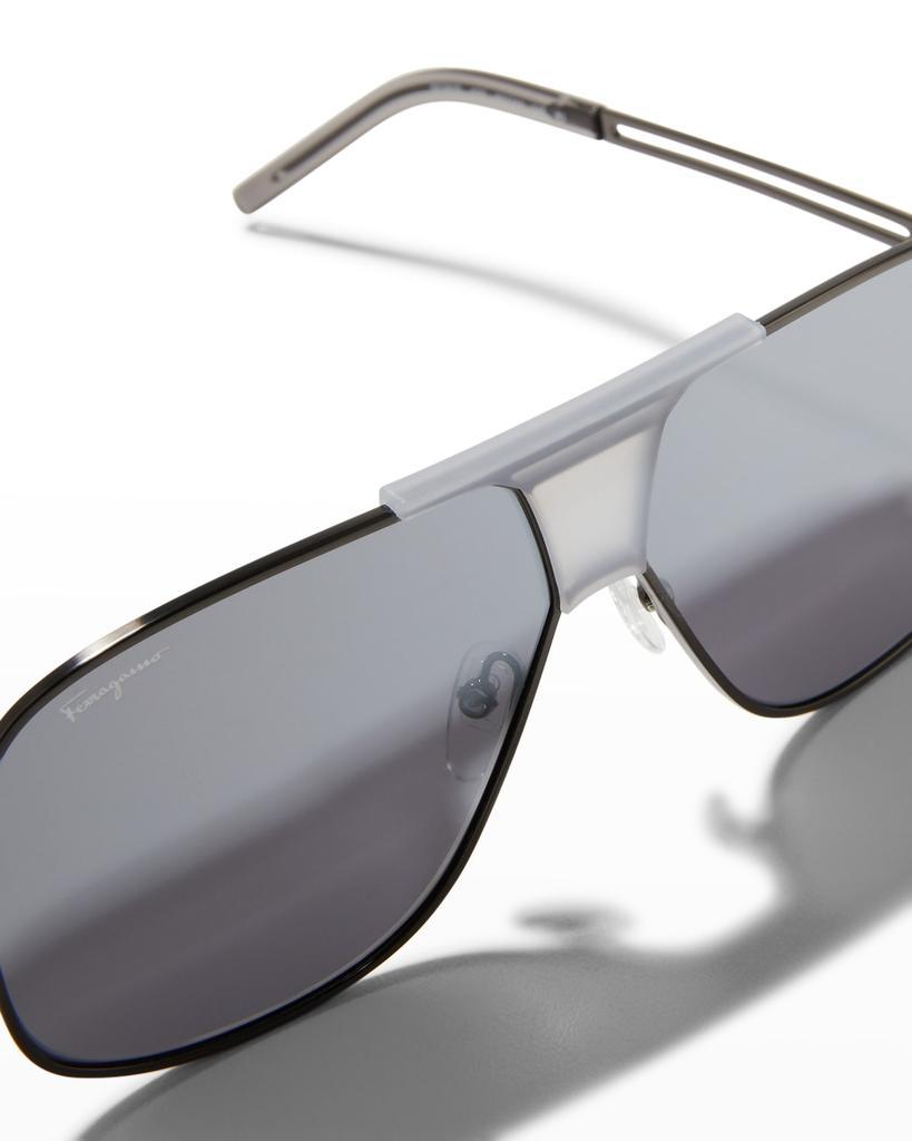 商品Salvatore Ferragamo|Men's Double-Bridge Metal Aviator Sunglasses,价格¥2359,第7张图片详细描述