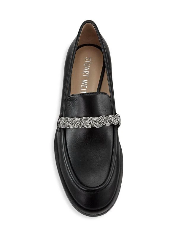 商品Stuart Weitzman|Palmer Crystal-Embellished Leather Loafers,价格¥730,第5张图片详细描述