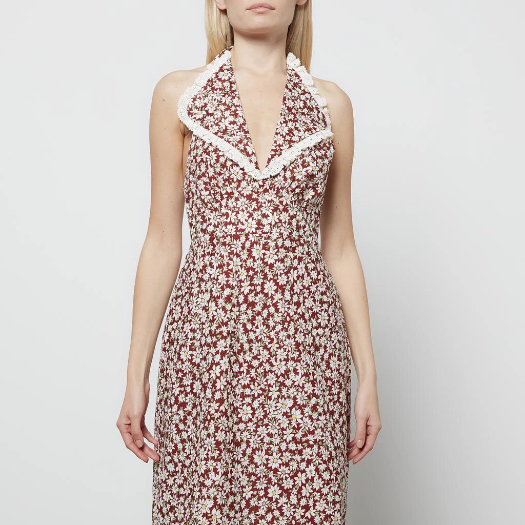 商品Rixo|RIXO Women's Sabrina Midi Dress - Chocolate Daisy Chain,价格¥532,第3张图片详细描述