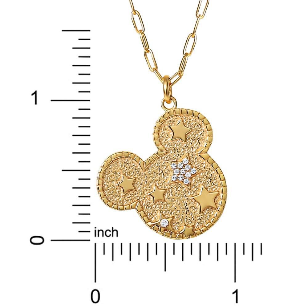 商品Disney|Cubic Zirconia Mickey Mouse Star 18" Pendant Necklace in 18k Gold-Plated Sterling Silver,价格¥414,第6张图片详细描述