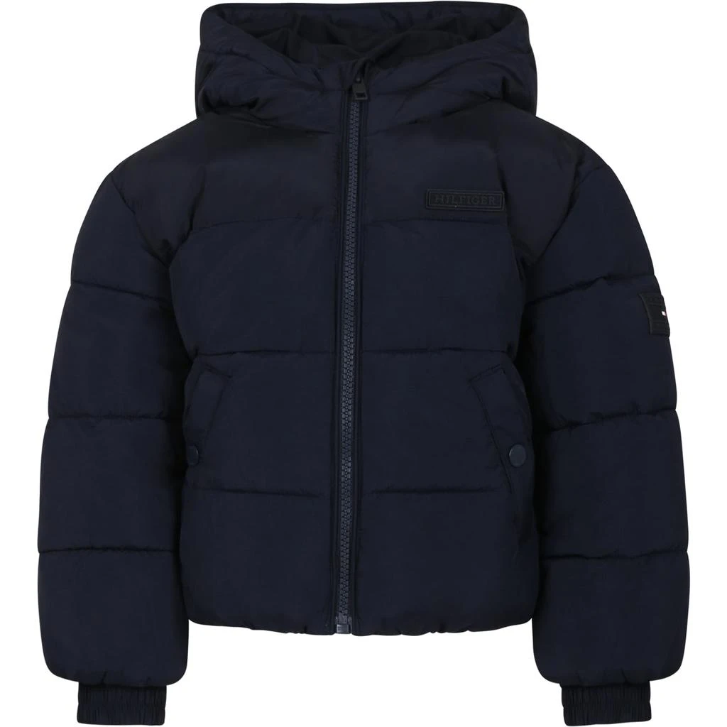 商品Tommy Hilfiger|Blue Down Jacket For Girl With Logo,价格¥1536,第1张图片