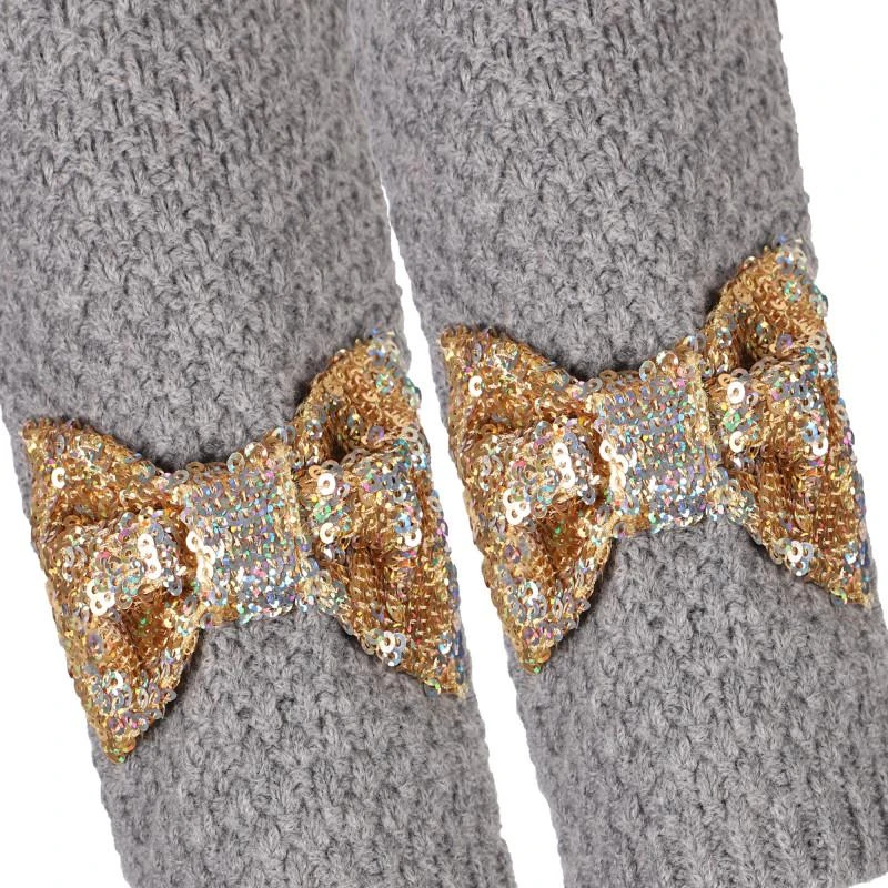 商品SIMONETTA|Sequined bows embellishment woolen arm warmers in grey,价格¥1123,第2张图片详细描述