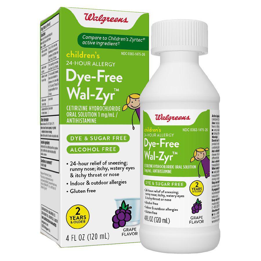 商品Walgreens|Wal-Zyr Liquid, Children's, Dye-Free Grape,价格¥75,第4张图片详细描述