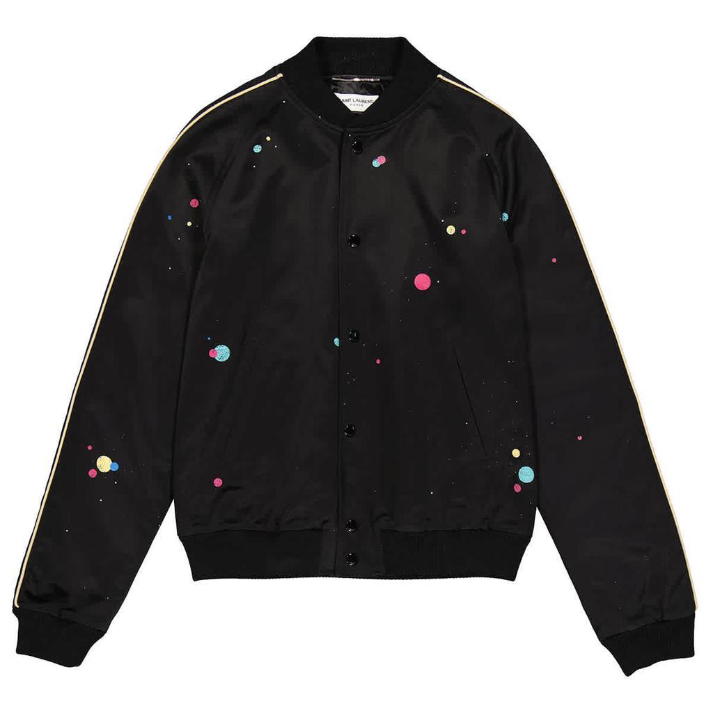 商品Yves Saint Laurent|Mens Black Galaxy Logo-printed Bomber Jacket,价格¥8889,第1张图片