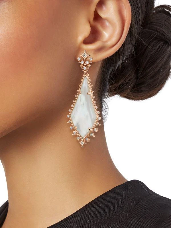 商品Kendra Scott|Martha Rose Goldplated, Cubic Zirconia & Mother Of Pearl Drop Earrings,价格¥552,第2张图片详细描述