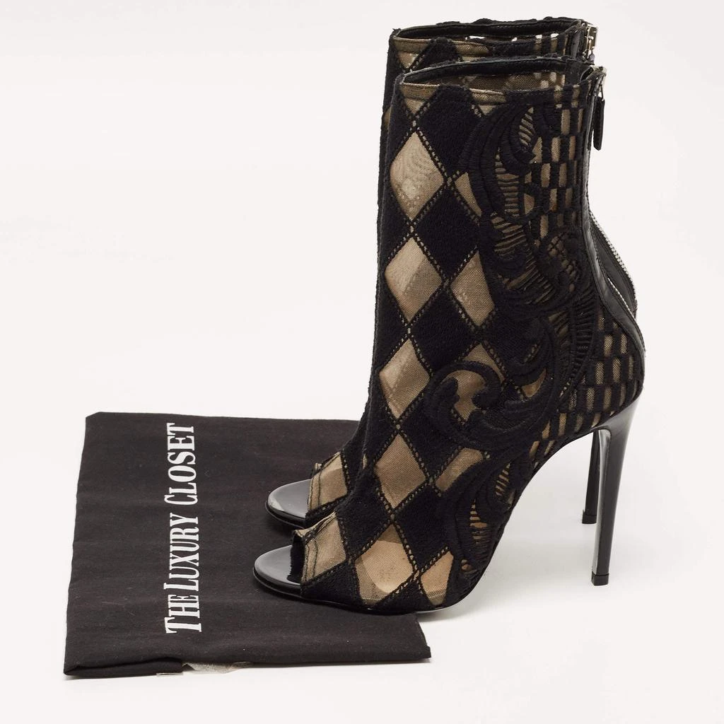 Balmain Black Mesh and Fabric Ankle Boots Size 38 商品