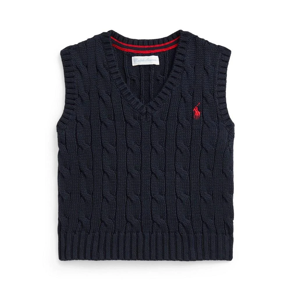 商品Ralph Lauren|Baby Boys Cable Knit V-neck Sweater Vest,价格¥338,第1张图片
