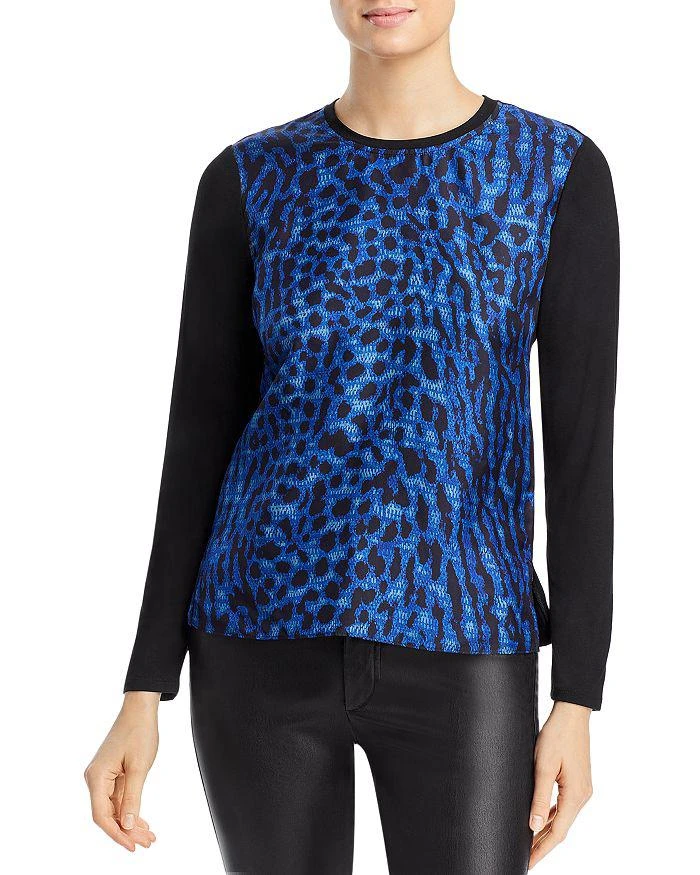 商品Kobi Halperin|Ricki Contrast Sleeve Animal Print Top,价格¥1170,第1张图片