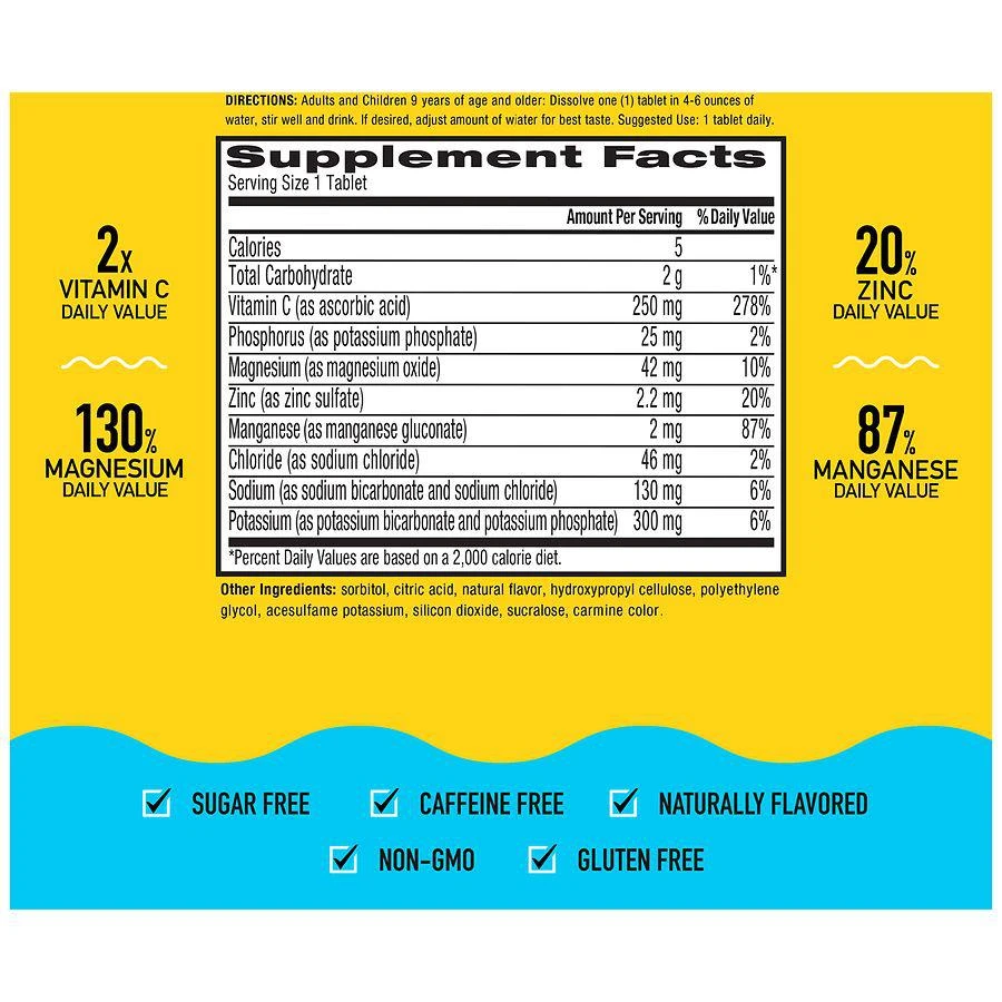 商品Airborne|Electrolyte Replenisher + Immune Support, Effervescent Tablets,价格¥56,第4张图片详细描述