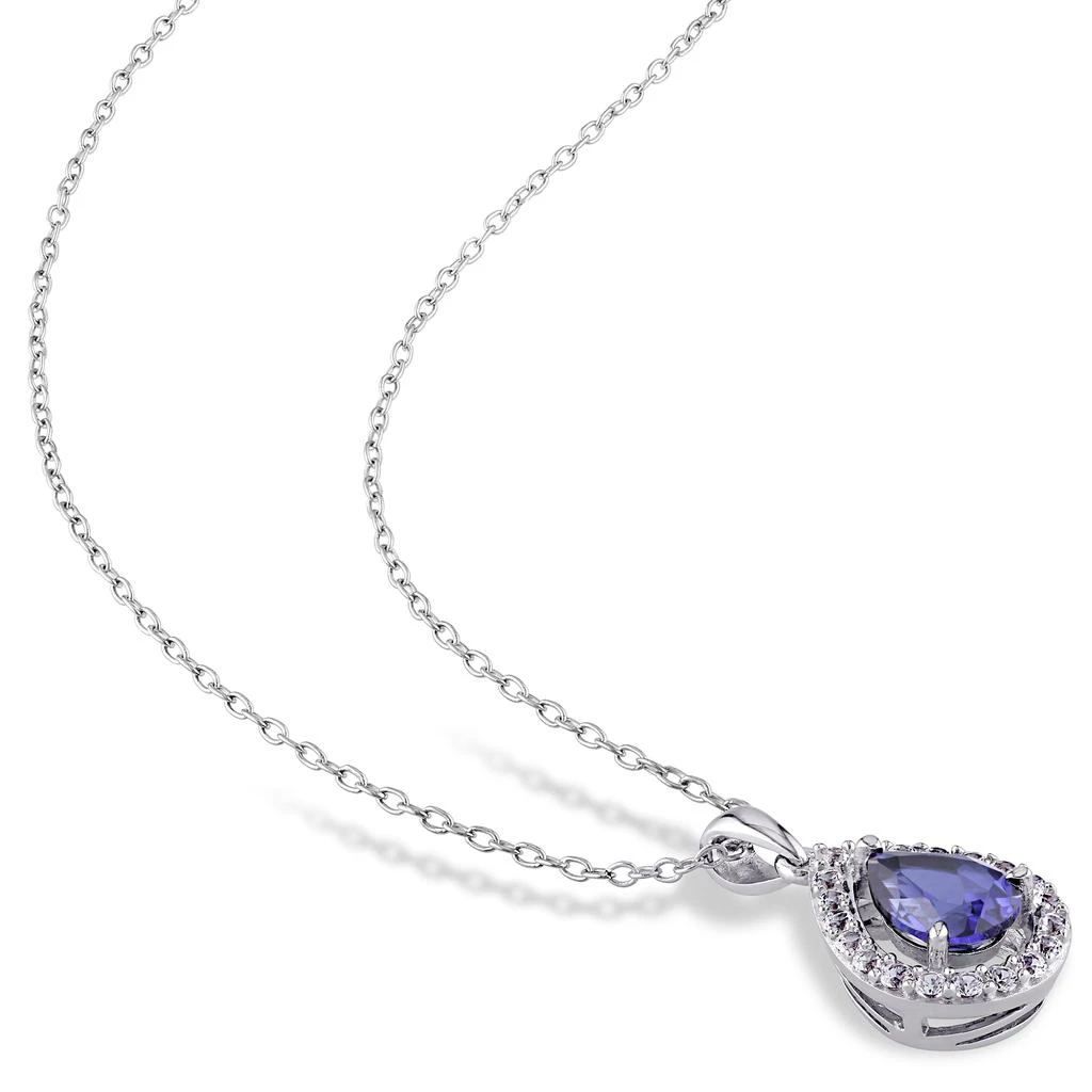 4 7/8ct TGW Created Blue and Created White Sapphire Necklace and Earrings Set Sterling Silver 商品