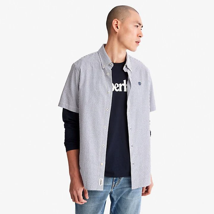 商品Timberland|SS Seersucker Shirt for Men in Blue,价格¥393,第1张图片