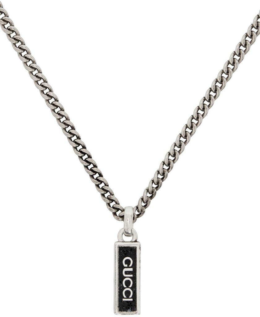 商品Gucci|Silver Enamel Pendant Necklace,价格¥4308,第4张图片详细描述