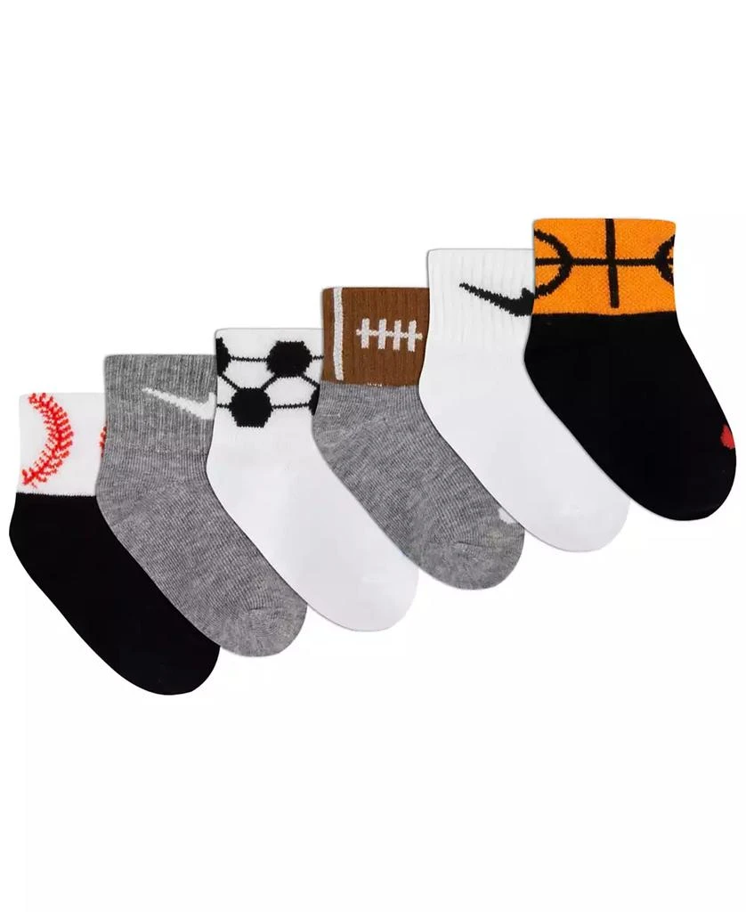 商品NIKE|Baby Boys Swoosh Sport Balls Socks, Pack of 6,价格¥72,第2张图片详细描述