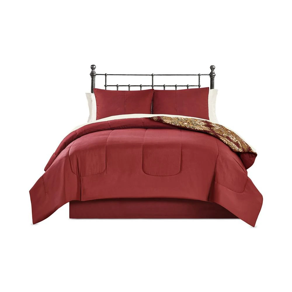 商品Keeco|Red Selma Medallion 8 Piece Reversible Comforter Set, Created for Macy's,价格¥223,第2张图片详细描述