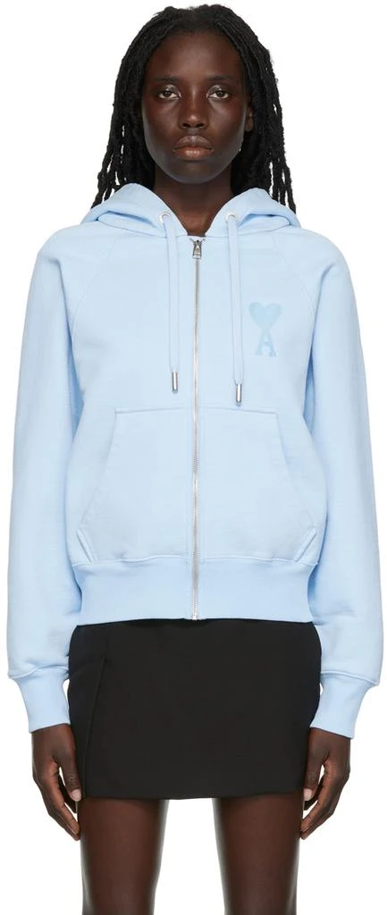 商品AMI|Blue Ami de Cœur Zipped Hoodie,价格¥1227,第1张图片