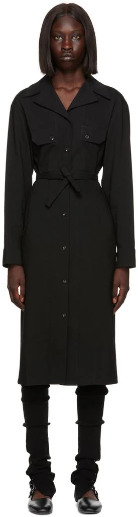 商品Lemaire|Black Convertible Collar Fitted Midi Dress,价格¥2394,第1张图片