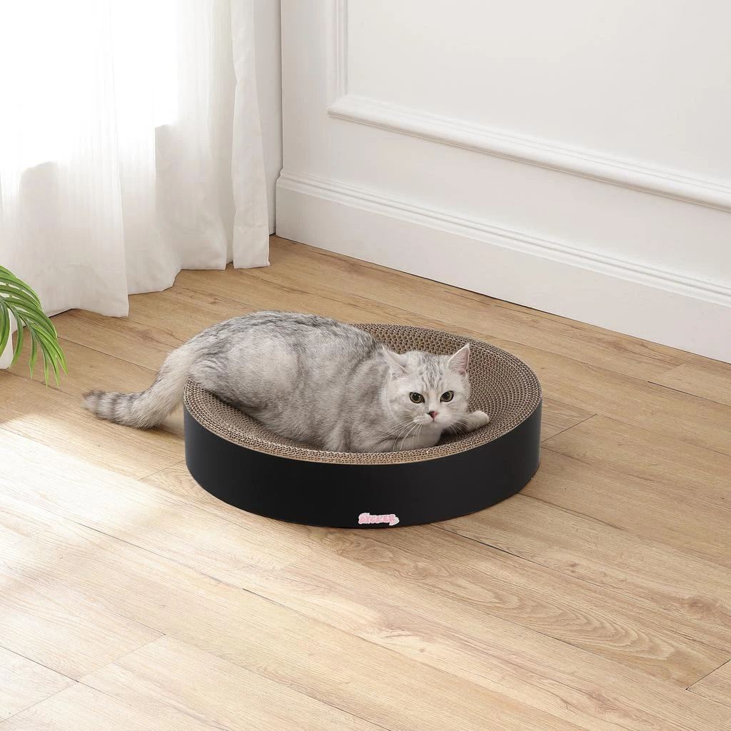 Nelson 20.13" Modern Cardboard Round Bowl Cat Scratcher with Catnip, Light Pink/Multi 商品