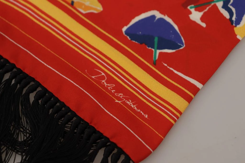 商品Dolce & Gabbana|Dolce & Gabbana Multicolor DG Umbrellas Print Shawl Fringe Scarf,价格¥2502,第3张图片详细描述