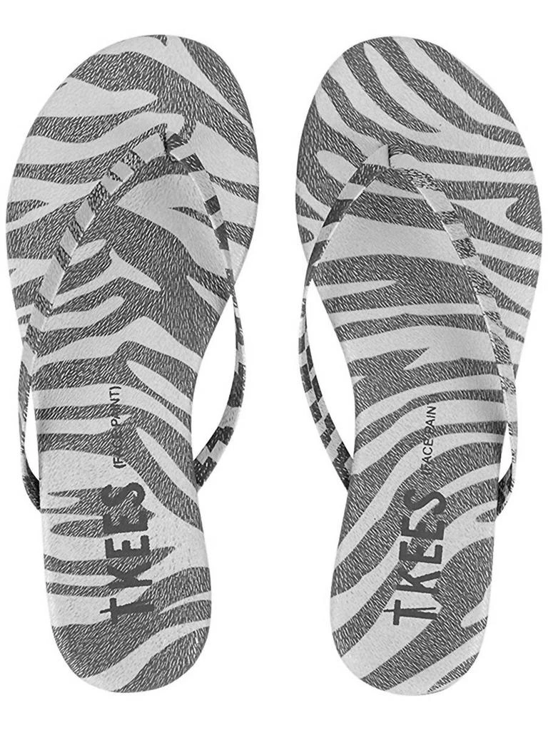 商品Tkees|Leather Flip Flops In Silver Zebra,价格¥276,第1张图片