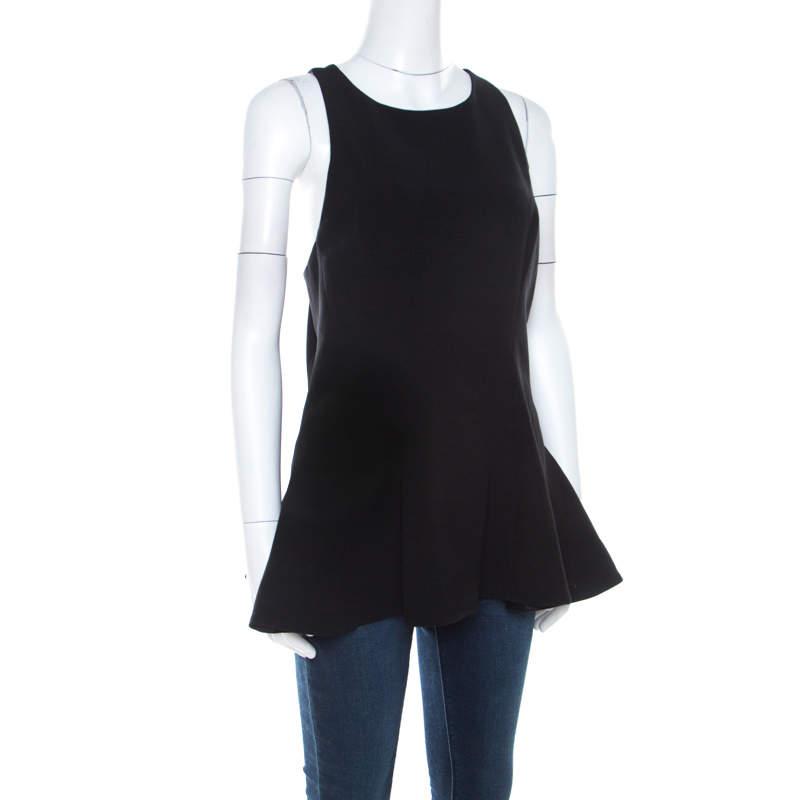 Prabal Gurung Black Wool Peplum Sleeveless Blouse L商品第2张图片规格展示