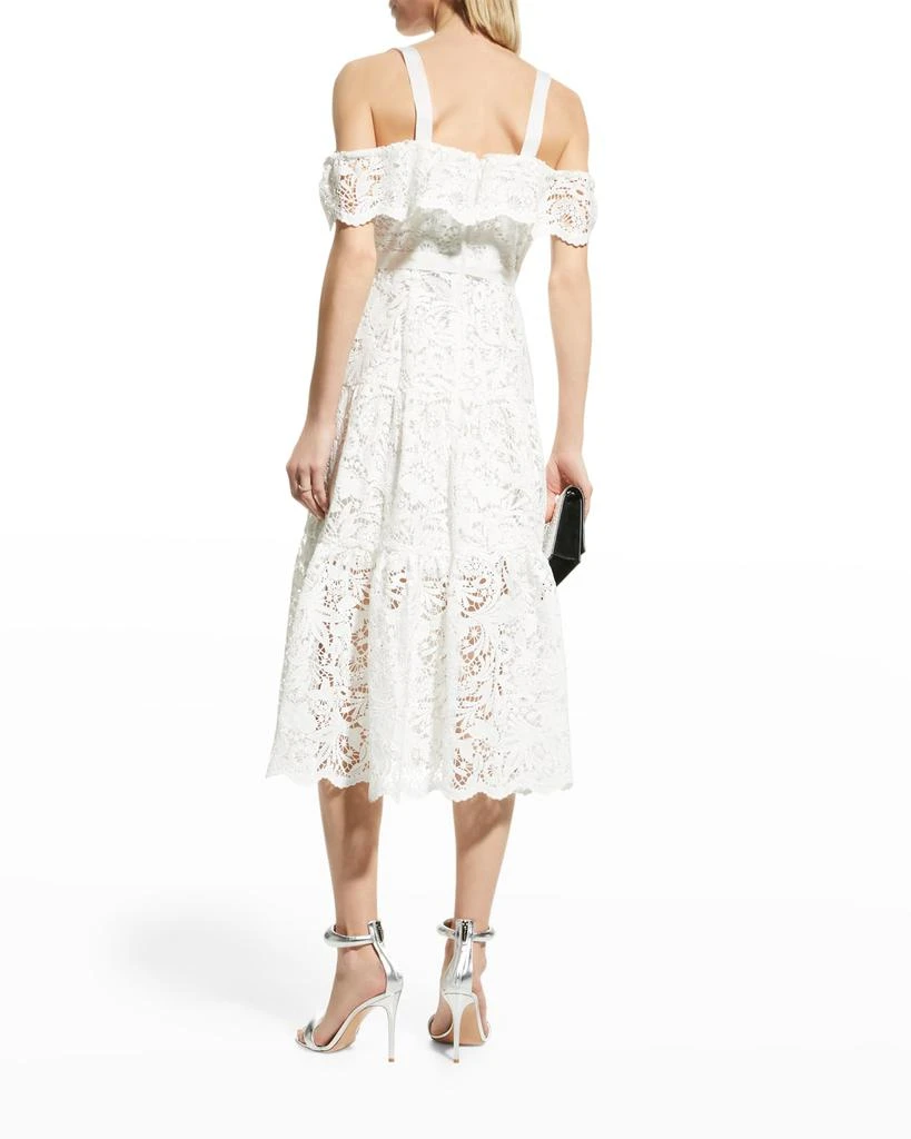 商品MARCHESA|Tiered Cold-Shoulder Lace Dress,价格¥1252,第4张图片详细描述