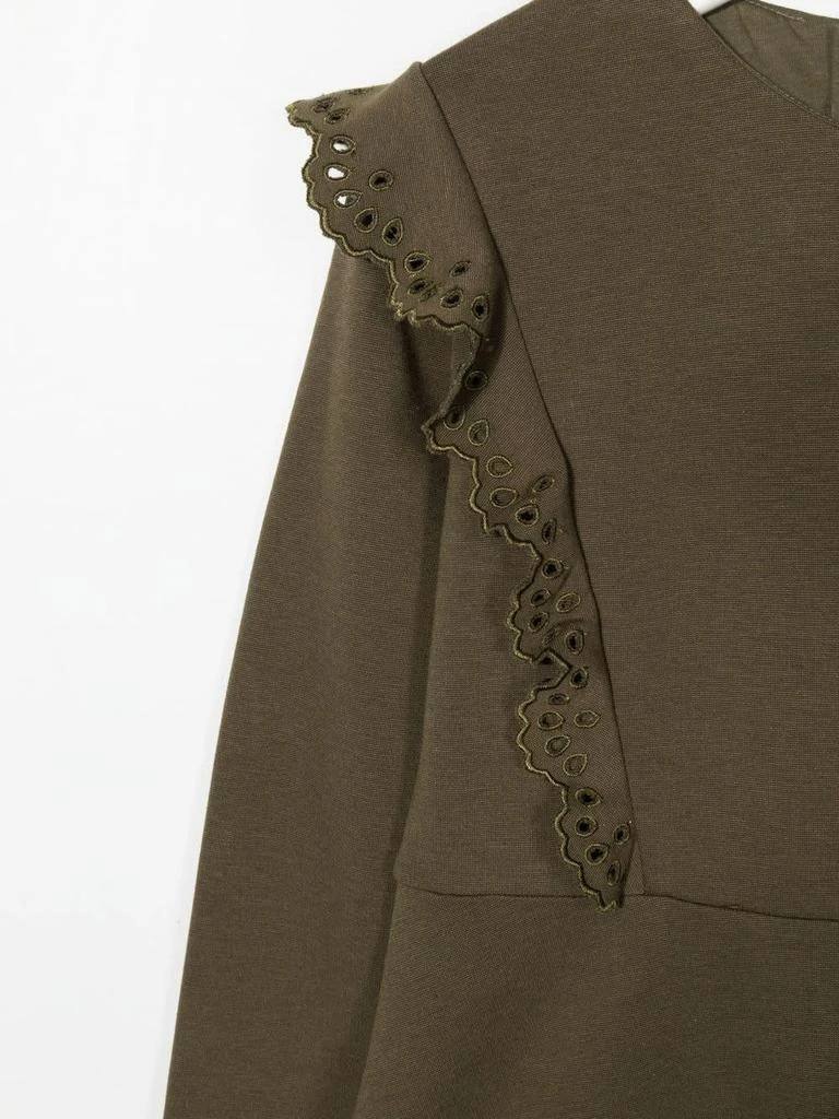 商品Chloé|Chloé Kids Khaki Dress With Embroidered Ruffles,价格¥1464,第3张图片详细描述